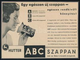 cca 1920-1940 Hutter ABC szappan, illusztrált reklám kartonra kasírozva, 13x18 cm