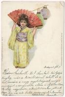 1899 Child in geisha costume, Kunstanstalt Wilhelm Boehme Berlin, S.O.26. Kinderpostkarten No. 7. litho (EM)