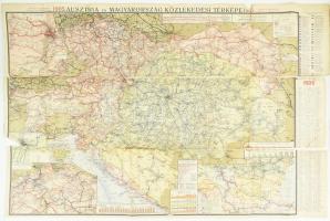 1905 Magyarország és Ausztria közlekedési térképe, Freytag G. és Berndt, szétszakadt állapotban, 69×99 cm
