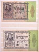 Német Birodalom / Weimar Köztársaság 50db-os, főleg inflációs bankjegy tétel bélyegalbumba rendezve,...