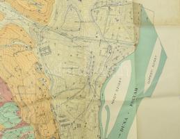 1939 Budapest székesfőváros dunajobbparti részének hidrogeológiai térképe, szakadással, 91×120 cm