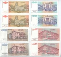 Jugoszlávia 1993. 500.000.000D (2x) + 5.000.000.000D (2x) + 50.000.000.000D (2x) + 500.000.000.000D ...