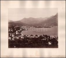 cca 1900 Lugano, kilátás a Luganói-tóval, kartonra kasírozott fotó, 25x20,5 cm / Lugano, general view with the lake, vintage photo, 25x20.5 cm