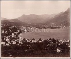 cca 1900 Lugano, kilátás a Luganói-tóval, kartonra kasírozott fotó, 25x20,5 cm / Lugano, general vie...