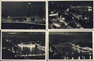 Háború elötti 12 db képeslap az éjjeli kivilágított Budapestről