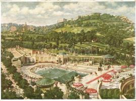 cca 1940 4 db képeslap a Szent Gellért gyógyfürdőről