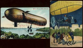 9 db repülés, léghajó motívum / Airships, airplanes 9 pcs