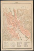 cca 1900 Eger város térképe, 1:24.000, Pallas Nagy Lexikona, Bp., Pallas-ny, 19x12 cm