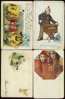 Bohócok, 17 db régi lap / Clowns, 17 old postcards