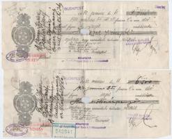 Budapest 1930. Fehér Miklós Gépgyár Részvénytársaság váltója bélyegzésekkel, okmánybélyegekkel, lyukasztással érvénytelenítve T:III