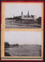 cca 1900 Helsingör og Omegn, dán leporelló 6 db keményhátú fotóval (hiányos), aranyozott, festett eg...