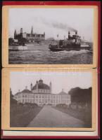cca 1900 Helsingör og Omegn, dán leporelló 6 db keményhátú fotóval (hiányos), aranyozott, festett eg...