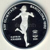 Egyenlítői Guinea 1992. 7000Fr Ag "Olimpia-Katrin Krabbe" T:PP Csak 15.000db!