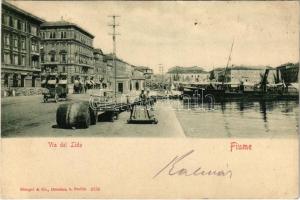 1901 Fiume, Rijeka; Via del Lido / port, steamships / kikötő