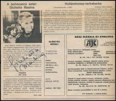 Giuletta Massina Fellini feleségének autográf aláírása újság lapon