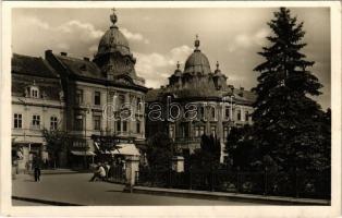 1942 Kolozsvár, Cluj; Mátyás király tér, Bányay, Székely üzlete / square, shops (EK)