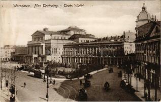 Warszawa, Varsovie, Varsó, Warschau, Warsaw; Plac Teatralny, Teatr. Wielki / theatre, tram