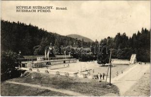 Felsőzúgó-fürdő, Ruzsbachfürdő, Bad Ober Rauschenbach, Kúpele Vysné Ruzbachy; strand, fürdőzők / spa, bath, swimming pool, bathers