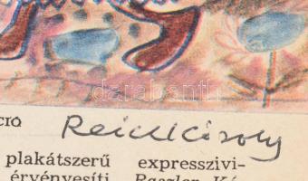 Hincz Gyula, Barcsay Jenő, Kass János, Reich Károly autográf aláírásai róluk szóló újságcikken