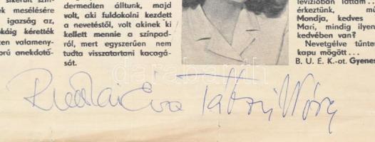 Albert Flórián, Neményi Lili, Ruttkai Éva, Schubert Éva, Tábori Nóra, Takács Marika autográf aláírás...