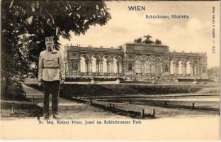 Wien, Vienna, Bécs; Schönbrunn, Gloriette. Sr. Maj. Kaiser Franz Josef im Schönbrunner Park / Franz Joseph I of Austria in the Schönbrunn gardens