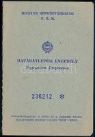 1972-1973 Magyar Népköztársaság Határátlépési engedélye, bejegyzésekkel.