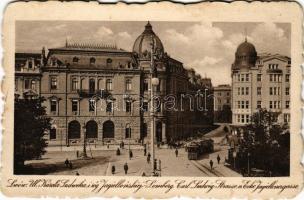 1916 Lviv, Lwów, Lemberg; Carl Ludwig-Strasse u. Ecke Jagiellonergasse / street view, tram + K.u.K. Korpstelephonabt. Nr. 5. K.U.K. FELDPOSTAMT 285 (EK)