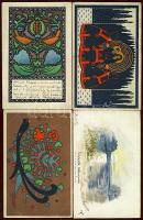 6 Iparművészeti + 2 kézzel festett lap / 2 handpainted + 6 "Hungarian Workshop" cards