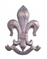 Románia ~1930-1940. C A R - Gata ori Cand ezüstözött fém cserkész sapkajelvény (36x26mm) T:1-,2 Romania ~1930-1940. C A R - Gata ori Cand silver plated Scouts cap badge (36x26mm) C:AU,XF