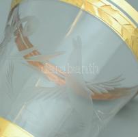 2db csiszolt díszpohár, aranyozott, üveg, kopott, jelzés nélkül, m: 11.5cm