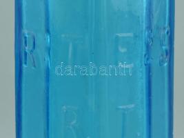 Artésia Budapest jelzett, kék szódásüveg 2db füles kék pohárral, kopott, m:27 és 8 cm