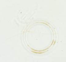 Wilhelmsburg jelzett népi tányér, kézzel festett cserép, kopott, mázlepattanások, d:23cm