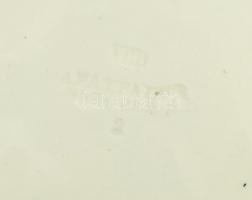 2db Apátfalva jelzett népi tányér, kézzel festett cserép, kopott, mázrepedésekkel, d:23cm