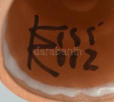 Kiss Roóz Ilona (1920-2010): Páros figura, Mázas kerámia, kézzel festett, jelzett, hibátlan, m: 12