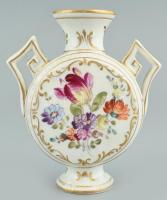 Potschappel 1872 Drezda jelzésű porcelán díszvázácska, kopott, repedt, m:12cm