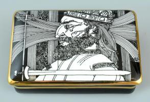 Hollóházi hamutál Szász Endre által tervezett dekorral. Matricás, jelzett, hibátlan. d: 10,5 cm és b...