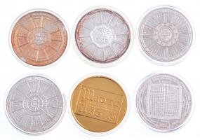 1997-2008. 6db-os aranyozott illetve ezüstözött naptárérem tétel, 1997, 2000, 2005, 2006, 2007 és 20...