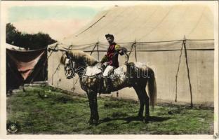 Cirkuszi lovasakrobata / Circus horse acrobat. Musterchutz 217/6.