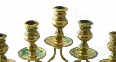 Ötágú réz gyertyatartó. Masszív 2,1 kg. 38 cm