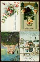 32 db század eleji üdvözlőlap benne lithok, szecessziósak / 32 old greeting cards with a lot of lithos