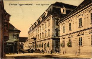 1910 Nagyszombat, Trnava; Érseki főgimnázium, Kessler P. üzlete / school, shop