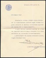 1930 Vitéz Szirmay Béla (1880-1948) tábornok, a Ludovika Akadémia parancsnokának saját kézzel aláírt köszönőlevele történelmi iratok felajánlásáért, eredeti borítékban, jó állapotban