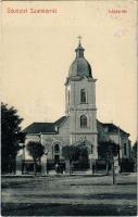 1911 Szatmárnémeti, Szatmár, Satu Mare; István tér, Görög katolikus templom. Hollósi felvétele (W.L. ?) / square, Greek Catholic church (EK)