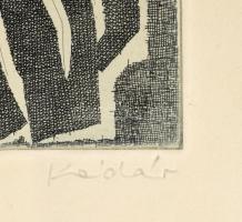 Kádár György (1912-2002): Csendélet. Rézkarc, papír, jelzett. feltekert állapotban, 19x29 cm