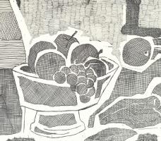 Kádár György (1912-2002): Csendélet. Rézkarc, papír, jelzett. feltekert állapotban, 19x29 cm