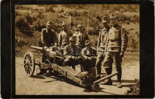Első világháborús osztrák-magyar katonák csoportképe aknavetővel / Minenwerfer / WWI K.u.k. military mortar with soldiers. photo (EK)