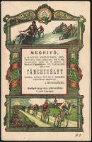 1924 Dekoratív meghívó a Magyar Kerékpáros Szövetség táncestélyére, kihajtható, postán elküldve, szép állapotban