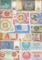Kazahsztán, Tadzsikisztán, Kirgizisztán, Türkmenisztán, Üzbegisztán összesen 31 klf bankjegy T:I