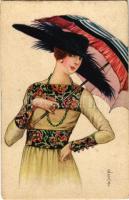 Olasz művészlap / Italian art postcard, lady s: E. Colombo (Rb)