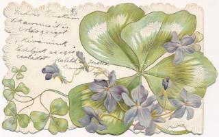 1903 Csipke hatású dombornyomott virágos litho üdvözlőlap / Lace style ermbossed litho greeting art postcard (EK)